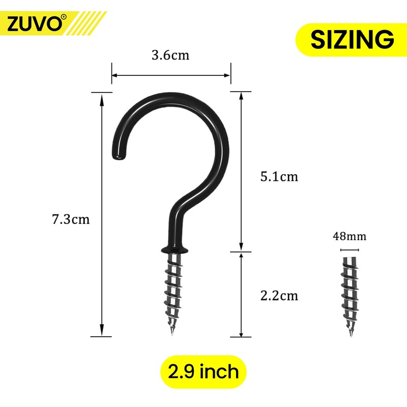 Zuvo 16PCS Metal Ceiling Hooks 2.9 Inch - Cup Hooks