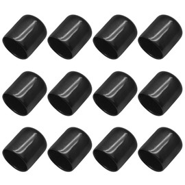 Bonsicoky 12Pcs Round Rubber End Caps 7/8" (22mm) Vinyl Flexible Bolt Chair Foot Covers Screw Thread Chair Leg Protectors for Round Tubing Bolt Desk Chair Leg (Black)