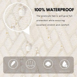 ZEYOHUAN Waterproof Chair Slipcovers Set of 2, Washable Kitchen Chair Covers Removable Seat Covers for Dining Room, Stretch Jacquard Anti-Dust Chair Seat Slipcovers Protector, Beige