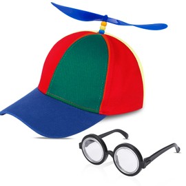 Heyu-Lotus Colourful Propeller Hat, Helicopter Cap, Helicopter Hat, Propeller Hat, Baseball Cap with Propeller with Idiot Glasses for Adults and Children, colourful