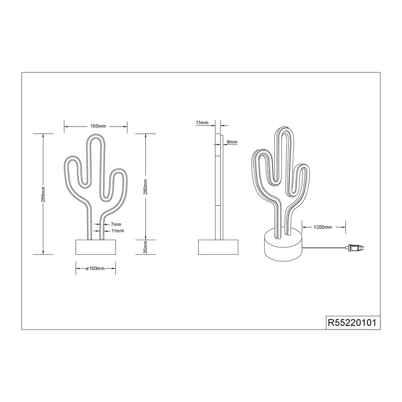 Reality Leuchten Cactus R55220101 LED Table Lamp Plastic Base White