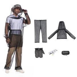Premium 5-Piece Mosquito Suit-Jacket With Hood/Pants/Mitts/Gift Bag/Tape Measure-Full Body Protection from Insects Bugs, Black, Small/Medium