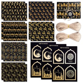 Ramadan Mubarak Decoration - Exquisite Wrapping Paper and Ramadan Sticker for Eid Mubarak Gifts