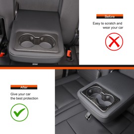 for Hummer EV Accessories, Carbon Fiber Style Rear Seat Cup Holder Slot Trim Sticker Compatible with Hummer EV 2024+, Car Rear Row Water Cup Holder Groove Mat Trim Sticker, 1PCS