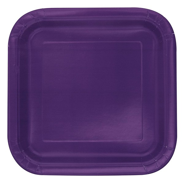 Unique Party 33054 9" Solid Square Dinner Plates | Deep Purple Color Theme | 14ct, 14 Count (Pack of 1)