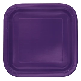 Unique Party 33054 9" Solid Square Dinner Plates | Deep Purple Color Theme | 14ct, 14 Count (Pack of 1)