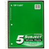 Top Flight Standards 5-Subject Wirebound Notebook, 200 Sheets, 3-Hole Punched,