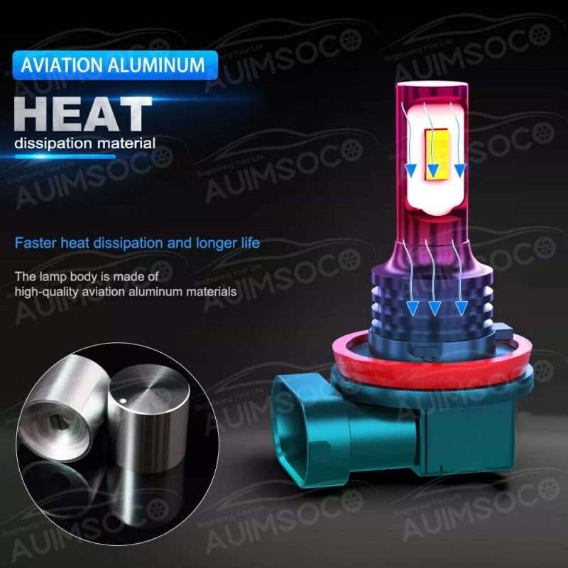 AUIMSOCO H11 LED Headlight Super Bright Bulbs Kit White 6000K