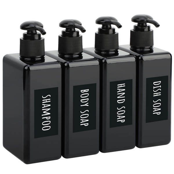 Segbeauty Lotion Dispenser Square, Pack of 4, 280 ml, Black