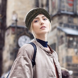 2 Pack Womens Winter Headbands, Twisted Fuzzy Fleece Lined Ear Warmer With Colored Dots, Fashion Thick Warm Crochet Hair Band, Cold Weather Warm Ear Muffs Soft Cable Knit Head Wrap, Gifts for Female