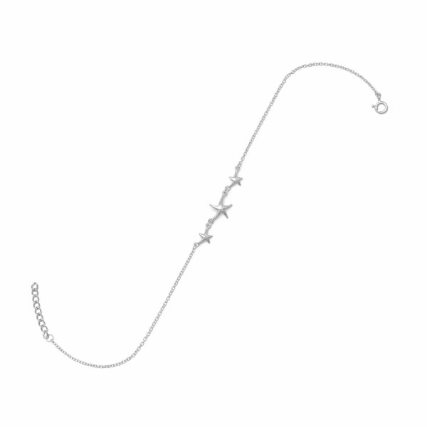 Unbranded Sterling Silver 9" + 1" Extension Rhodium-plated Starfish Anklet