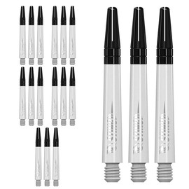 RUTHLESS Sting | Polycarbonate Dart Shafts Solid White with Black Aluminium Top, Tweenie Plus 44mm, 5 Sets of 3 Stems (5XS1773)