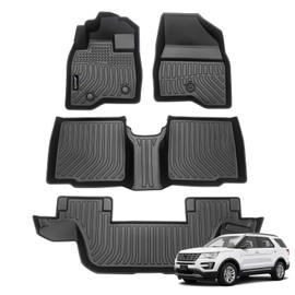 Jenofa-Floor Mats for Ford Explorer 7 Seats 2015-2019 Floor Liner All Weather Car Mats Custom Fit Ford Explorer Durable Floor Liners Car Mat for Ford Explorer Accessories Black