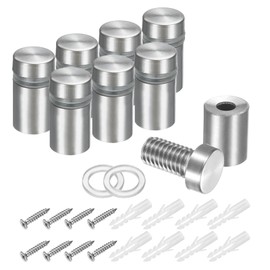 sourcing map 8Pcs Sign Standoff Screws, 15/32" x 25/32" Stainless Steel Wall Standoff Mount Hardware Advertising Glass Nail for Glass Acrylic Panel Picture Frame, Silver Tone