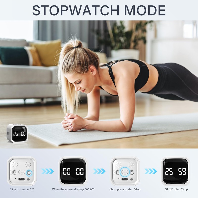 Rotating Pomodoro Timer 5, 25, 10 50 Minutes Preset, Desk