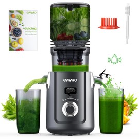 OMMO Cold Press Juicer Machines: 5.1" Feed Chute for Whole Fruits & Veggies, 300W Slow Juicer BPA Free for Kids, Beep Alert Easy Clean Juicers for Busy Mornings/Moms/Fitness/Healthy Living, Grey