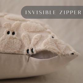 DFXSZ Easter Pillow Covers 20x20 inch Set of 2 Easter Decoration Beige Rabbit Soft Plush Faux Fur Jacquard Throw Pillows for Bedroom Sofa Holiday Festivals Home Decor FHJ-06A20