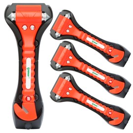 IPOW 4 Pack Car Window Breaker Seatbelt Cutter, Heavy Carbon Steel Glass Breaker Car Safety Hammer Emergency Escape Tool, Auto Rescue Life Saving Survival Kit for Car, Office, Home