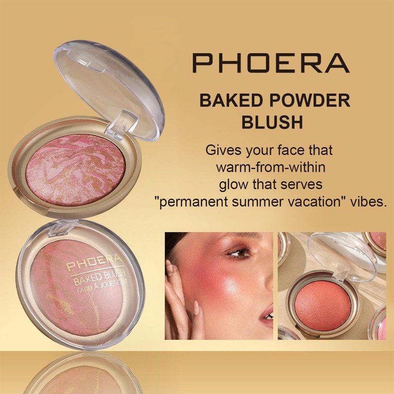 Phoera Baked Powder Blush – Richly Pigmented & Buildable, Multi-Tonal