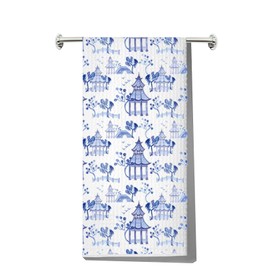 MYSOMY Chinoiserie Pagoda Kitchen Towel Chinoiserie Pagoda Gifts Chinoiserie Kitchen Decor (blue tower UK)