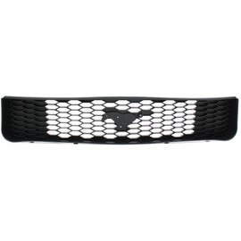 Grille Assembly Compatible with 2005-2009 Ford Mustang Honeycomb Insert Painted Black Shell and Insert Base Deluxe/Base Premium Models