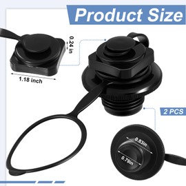 Soaoo 4 Pcs Inflatable Boat Air Valve Inflatable Boat Replacement Spiral Air Plugs One Way Inflation Replacement Screw for Raft Kayak Canoe Airbed Dinghy Pool, 20 Mm, Black