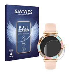 Savvies Pack of 4 Full Screen Protectors for Bekomiya Smartwatch 1.27 Inch Full Cover Screen Protector Film [3D Curved, Transparent]