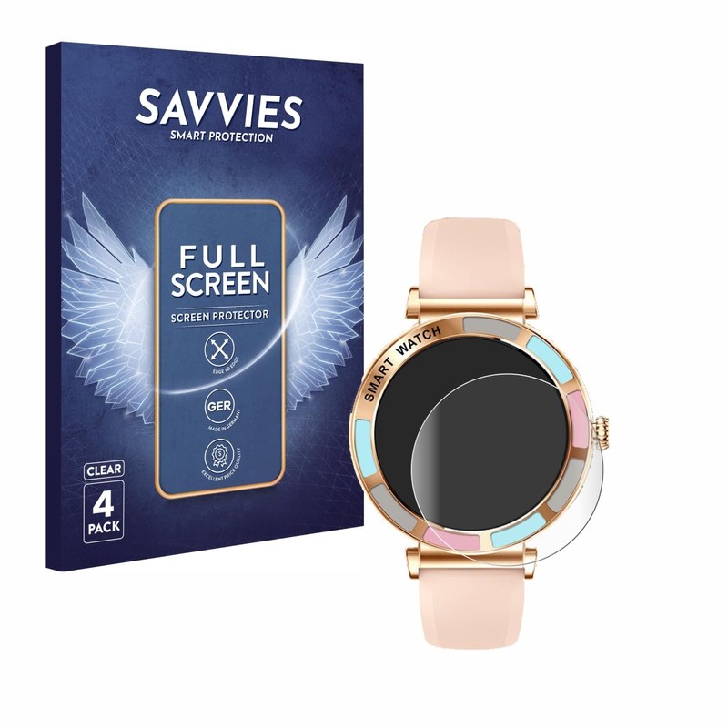 Savvies Pack of 4 Full Screen Protectors for Bekomiya Smartwatch