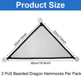 2Pcs Bearded Dragon Hammock, Breathable Mesh Reptile Hammock Lizard Tank Accessories, Triangle Geckos Hammocks for Bearded Dragons, Snakes, and Axolotls, Perfect Beard Dragon Tank Accessories