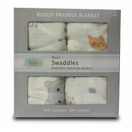 Bellvy Creations Organic Bamboo Muslin Cotton Baby Swaddle Wrap Receiving Blankets Unisex 2pc Set
