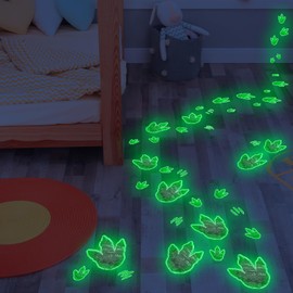 Lilac 2 Sheets Glow in The Dark Dinosaur Footprint Wall Stickers