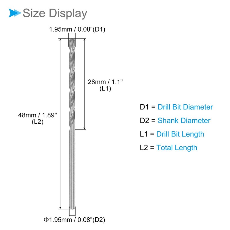 CoCud Micro Drill Bit 1.95 mm Drill Bit Diameter 55