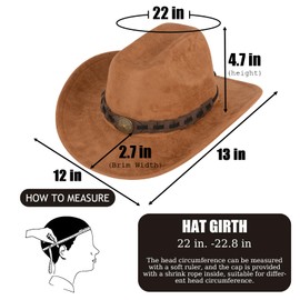 Western Cowboy Hat for Men Women Wide Brim Felt Leather Jazz Hats with Belt Buckle Cowgirl Hat for Western Apparel and Cowboy Outfits Suede Cowboy Hat Green