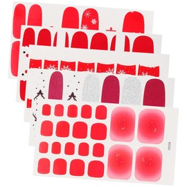 Healeved Nail Art Sticker Set 5 Pack Christmas Theme False Nails Women Girls Gel Nails Tips