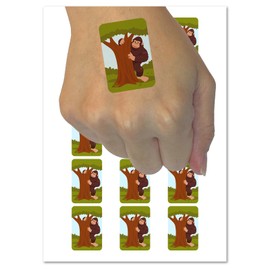 Bigfoot Sasquatch Hiding Behind Tree Temporary Tattoo Water Resistant Fake Body Art Set Collection - 54 1" Tattoos (1 Sheet)