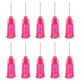 PATIKIL 25Ga x 0.5 Inch Dispensing Needle Tips, 50Pcs Stainless Steel and Plastic Glue Needle Tube Blunt Tips with Luer Lock for Glue Oil Applicator, Rose Red