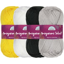 Amigurumi Select 100% Acrylic Craft Yarn - Crochet and Knitting Projects - Inspiration Assortment 84-4 x 50g Skeins Total 500 yds.