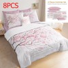 8PCS BlessLiving Pink Cherry Blossom Comforter Set Twin Size Soft