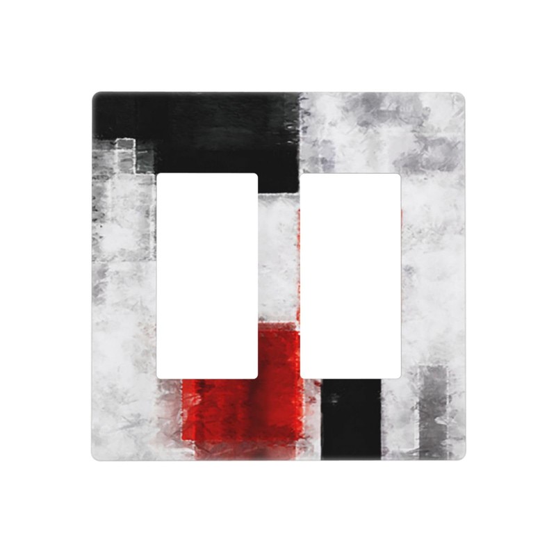 Red Black Grey Abstract Painting 2 Gang Double Rocker/Decora Light