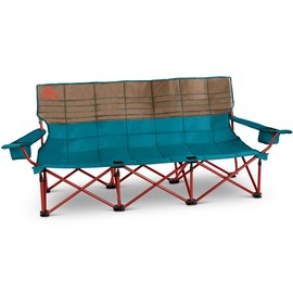 Kelty Lowdown Couch - 3 Person Capacity Camping Chair, Extra Large and Sturdy Bench for Campsites, Soccer Games, and Backyard Parties, with Cup Holders|Arm Rest, Polyester, Deep Lake/Fallen Rock