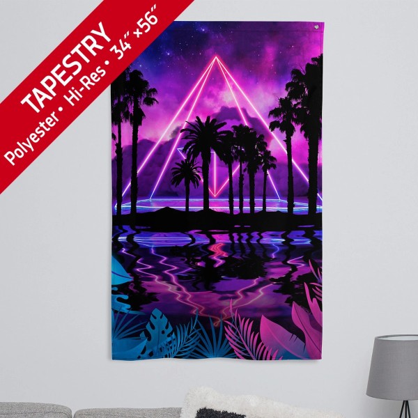 PYRAMID Neon palms landscape: Pyramid [synthwave/vap
