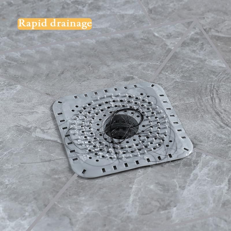 Drain Hair Catcher, Bathtub Drain Protecto 2 PCS （Gray Square）