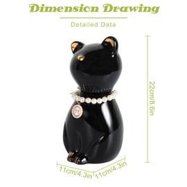 DiDiBirDi Cat Urn for Ashes, Urn Cat, Cat Urns for Ashes, Pet Cremation Black Cat Urns for Ashes, Animal Urns for Cats with Cat Collar (8 kg)