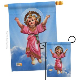Breeze Decor S103052-BO Divine Baby Jesus Inspirational Faith & Religious Decorative Vertical Flags Set, House 28"x 40" & Garden 13"x 18.5", Multi-Color
