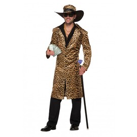 Funky Leopard Men's Costume Large Coat and Hat Fur Lude Fur Coat Stenz Assi Proll