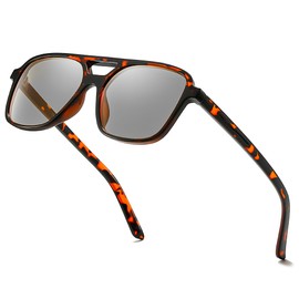 Classic Square Light Tinted Driving Glasses for Women Men Anti Glare Polarized Grey Lightly Tinted Sunglasses for Dawn/Dusk (S1-light Tinted Driving Glasses Tortoise, Gray)