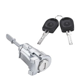 Yollky Car Door Lock Cylinder Set with Keys for Volkswagen Jetta 1997-2004 for Golf 1997-2005 for Polo 2003-2005 | 2 Keys, Silver Tone | Left Side Door Lock Cylinder Replaces 604837167