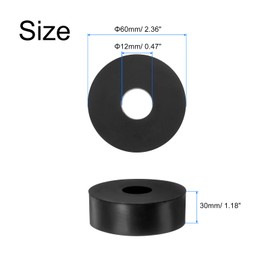 sourcing map 4pcs Rubber Spacers 60mm OD x 12mm ID x 30mm Height Round Anti Vibration Spacer Rubber Bushing Grommets Thick Rubber Washers for Home Car Accessories
