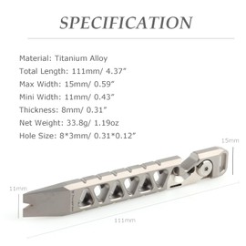 Hamans Titanium EDC Pry Bar Multi Tool Crowbar Bottle Opener Nail Puller Pocket Size EDC Multi Tool