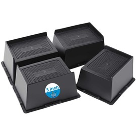 Bed Risers 2 inch, 3 inch, 4 inch, 5 inch, 6 inch Heavy Duty, Oversized Furniture Riser for Couch Sofa Table Desk Chair Recliner Leg Frame Dorm, Support up to 6000 Lbs (Black 3 inch, 4 Pack)